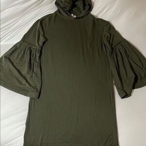 Lou & Grey Olive Green Hooded Pullover Dress